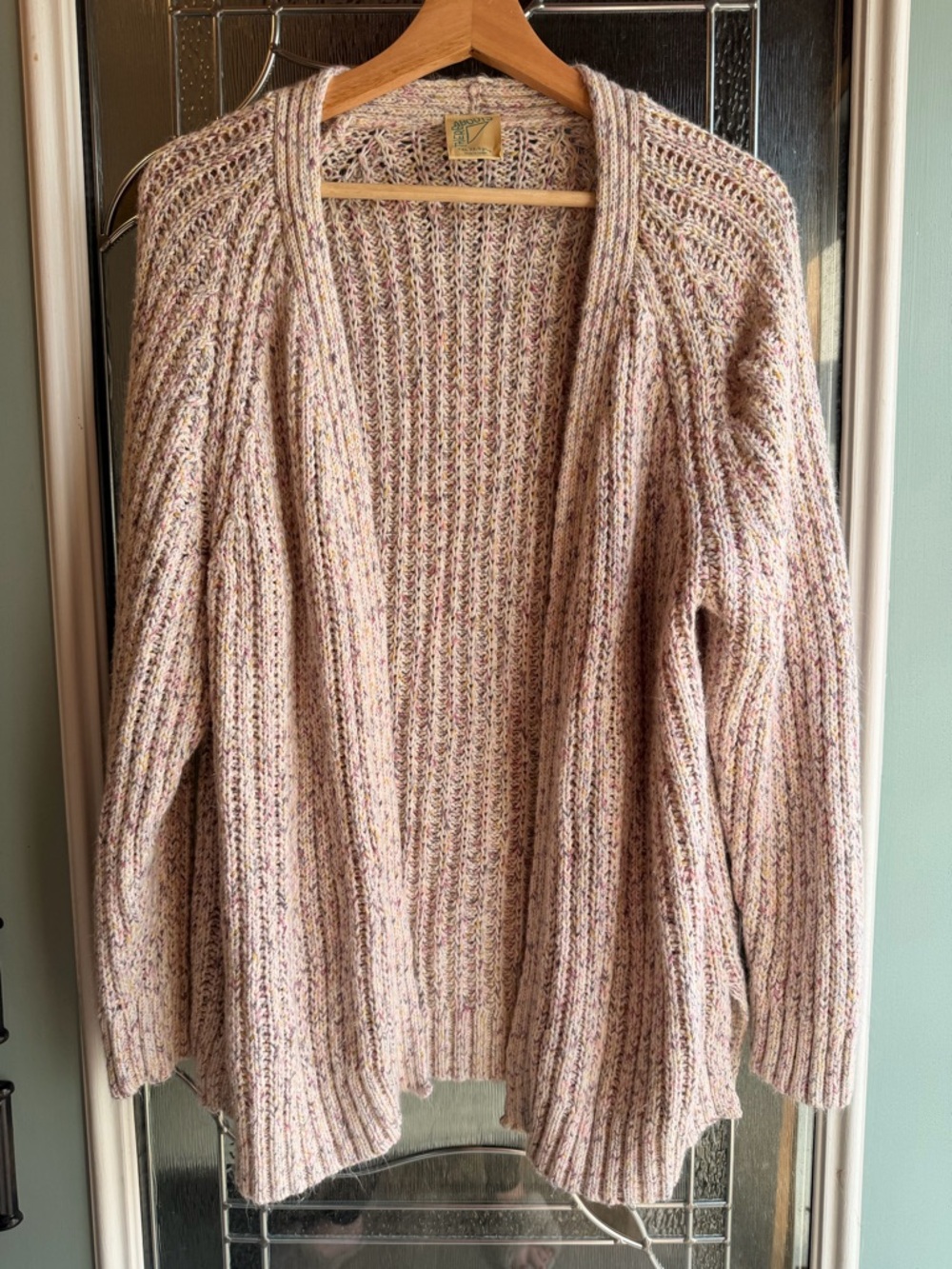 Lightweight Pink Multi Open-Front Ribbed Cardigan